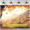 2D Plane 1 Piece of Vibrant Cherry Blossom Autumn Scene Peaceful Landscape Home Party Banner Background Fabric