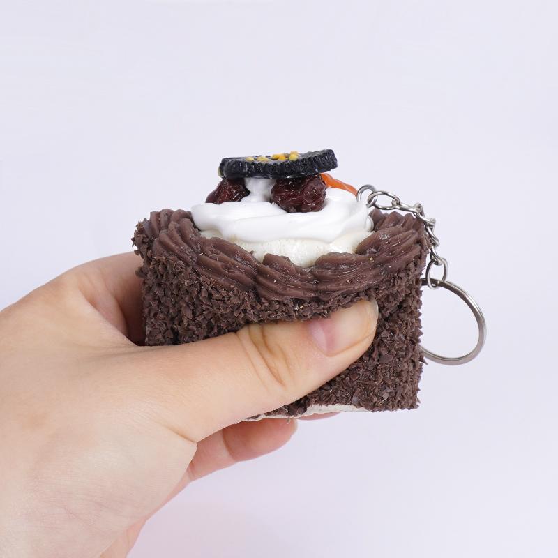 Cute Artificial Mousse Cake Keychain Vivid Fruit Toppings Lightweight Mini Size Pendant for Daily Bag Decoration Friend Gift