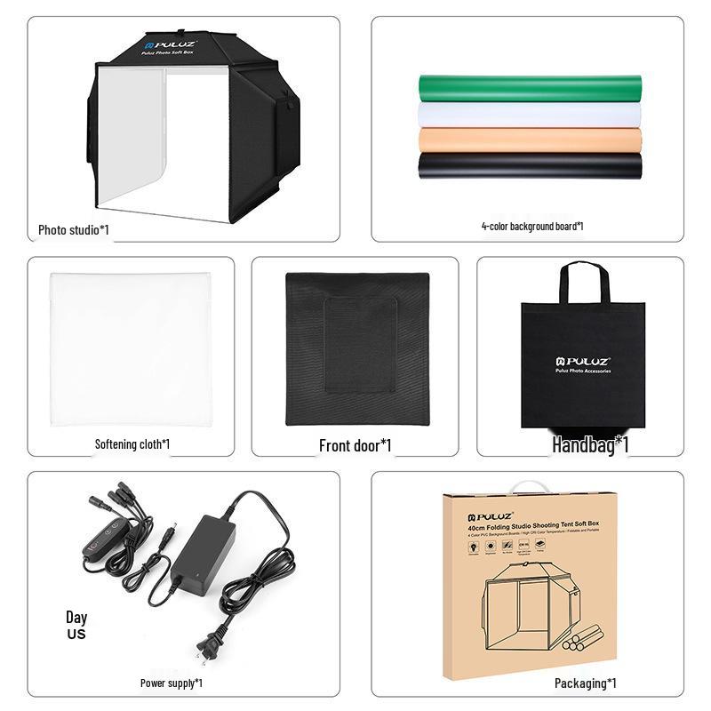 4 Renkli Arka Plan Panoları ile PULUZ 40cm Şişman İnek Fotoğrafçılık Softbox