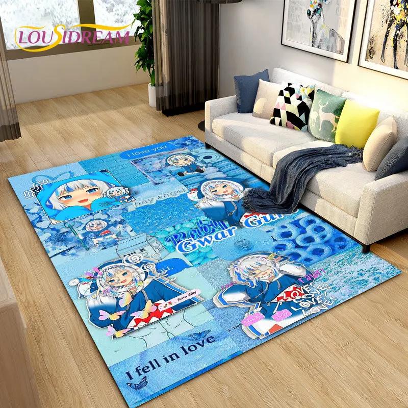 Gawr Gura Hololive Cute Anime Shark Area Rug,Carpet Rug for Living Room Bedroom Sofa Doormat Decoration, Kids Non-slip Floor Mat