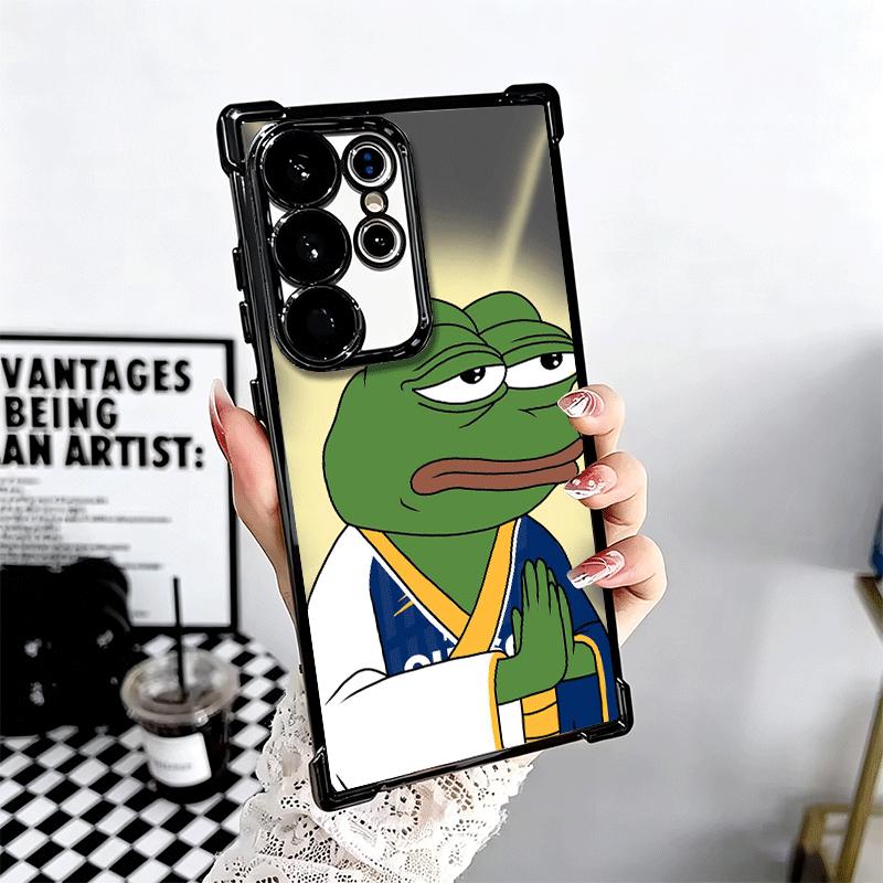 Funny Sad Forg P-Pepe Meme Plating Phone Case For Samsung Galaxy S24 S25 FE S26 Edge S23 Ultra S22 S21 Plus S20 Anti-Fall Airaba