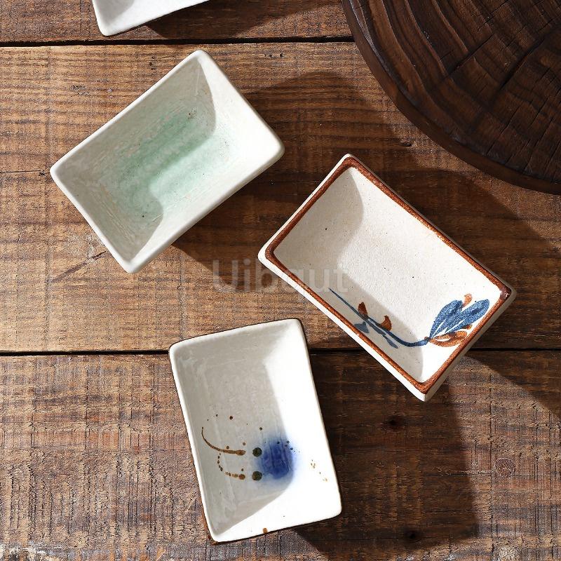 Kleine japanische Keramikplatte Retro Brennofen Glasur Barbecue Mini Dip Schale Sashimi Sushi Sojasauce Schale kleine Schreibtisch Snackplatte