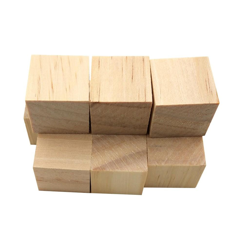 10Pcs 2.5cm Natural Pine Wooden Cubes Smooth Splinter-Free Craft Blocks for DIY Alphabet Numbers Puzzle Stamp Mounting Painting