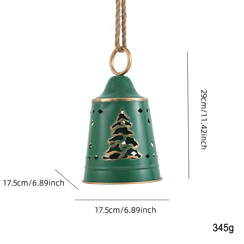 

Iron Crafted Wind Chime Ornament with Classic Bell Design for Tree and Wall Hanging Suitable for Holiday Seasonal Decorations зелений