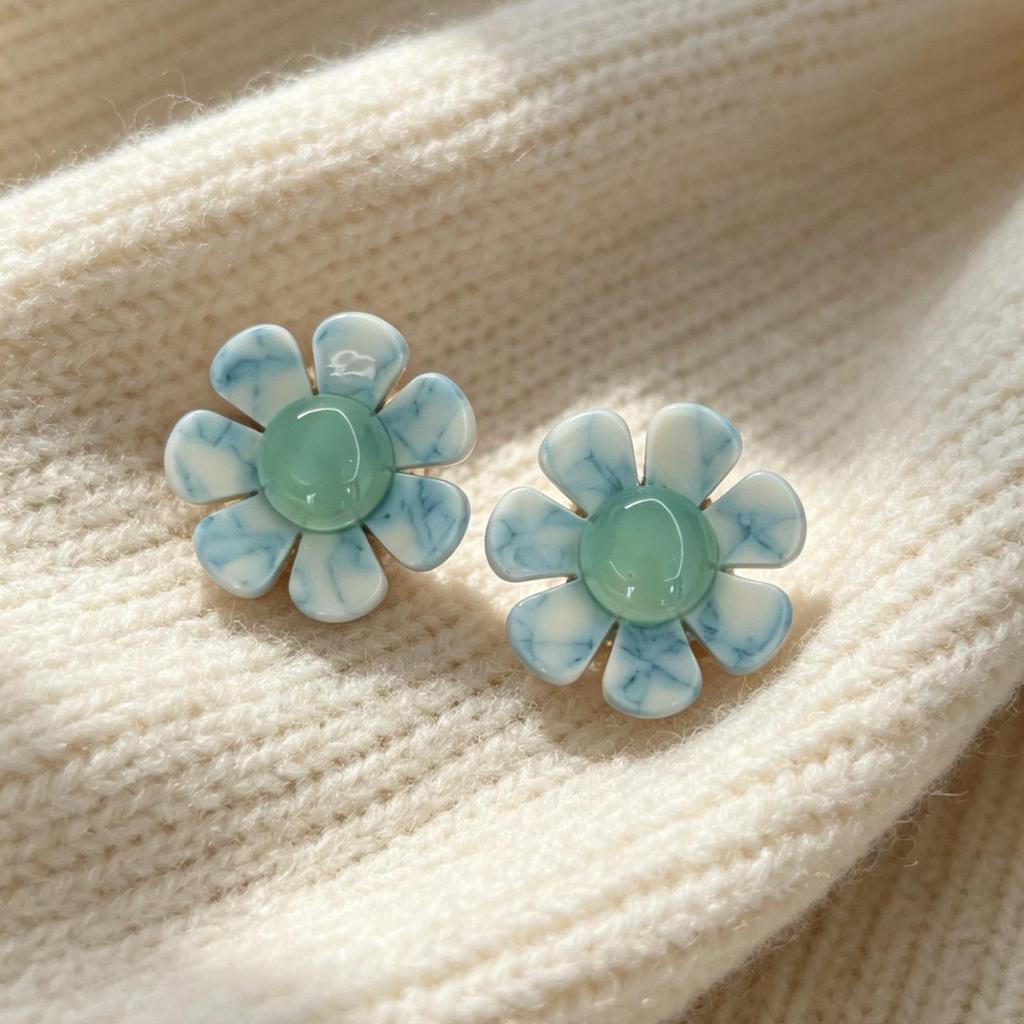 Orecchini a Fiocco in Vetro Blu Vintage - Ornamento dal Design Retrò