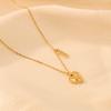 Love Pendant Necklace For Women Gold Color Stainless Steel Link Chain Heart Choker