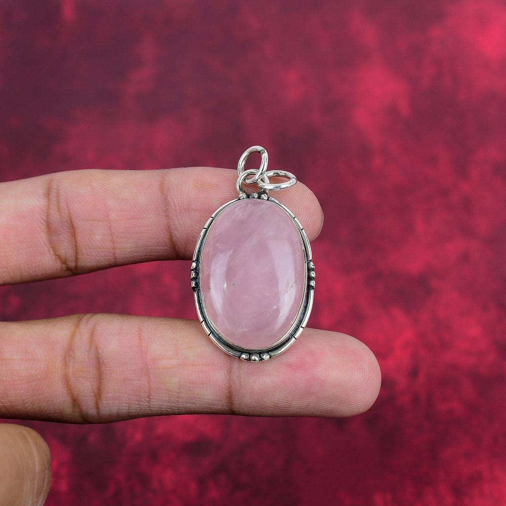 Rose Quartz Jewelry, 925 Solid Sterling Silver Pendant Handmade Gemstone Jewelry, Gifts For Wife Brand New Pendant
