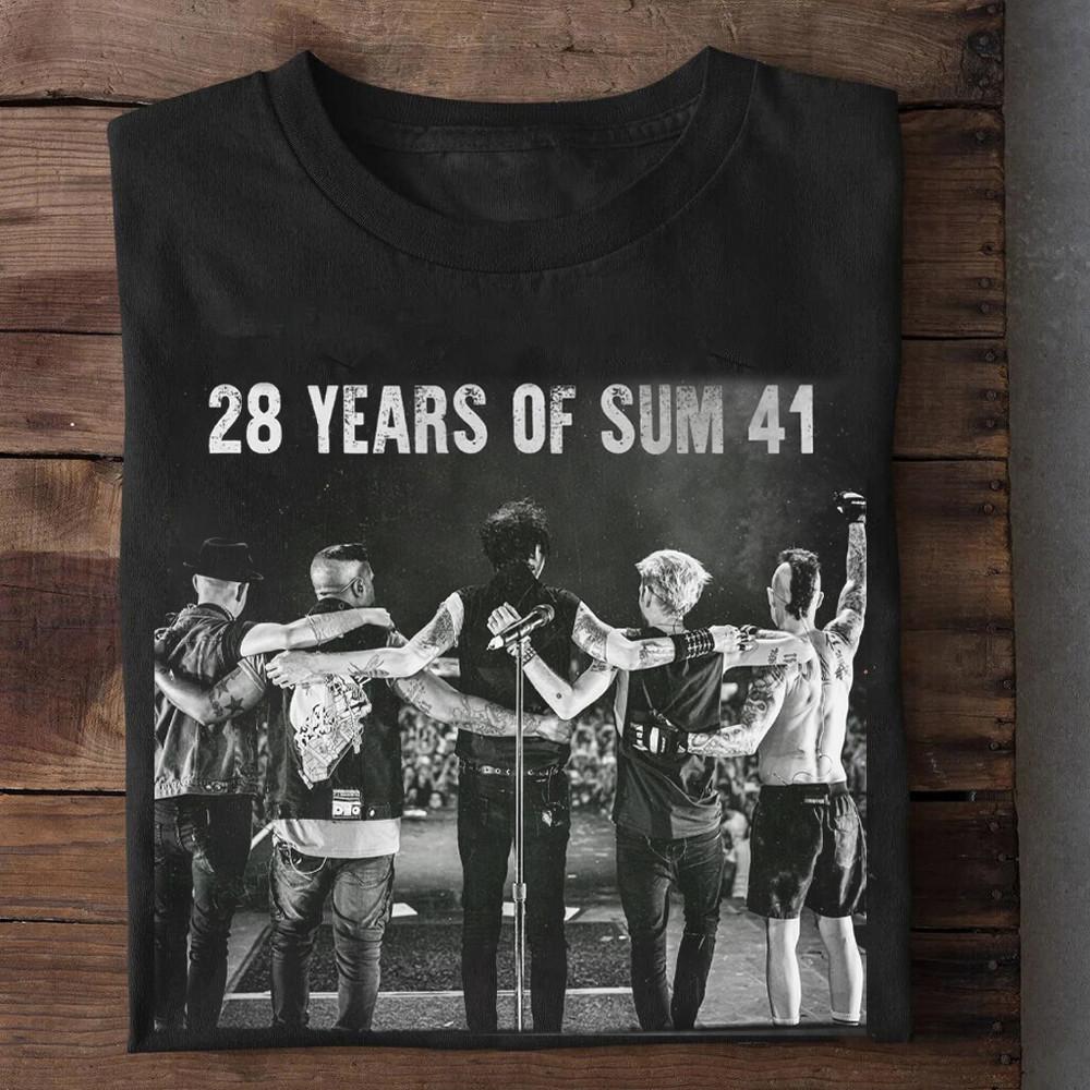 

Sum 41 28th Anniversary Short Sleeve Cotton Black All Size Shirt Unisex T-Shirt M