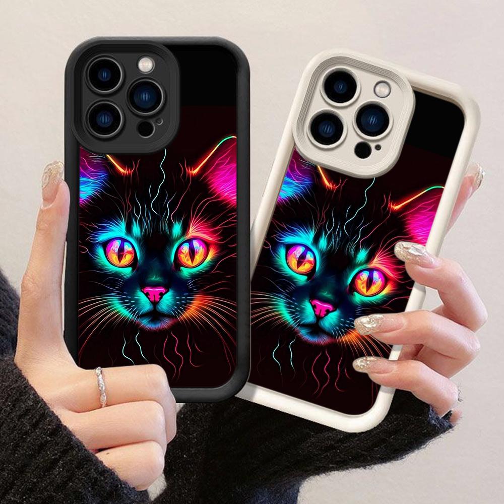 JT173 Colorful Cat for iPhone 17 16 15 14 Pro Max Samsung S26 S25 Ultra A17 A16 A07 A56 A15 A06 A14 Xiaomi 15T Redmi 15c 14C Note 13 14 Soft TPU Case