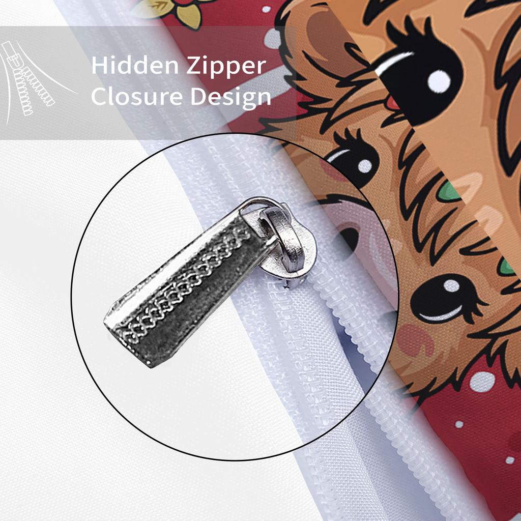 3pcs Christmas Highland Cow Red Print correless quilt Set Multi Size Bedroom Bedding Holiday Decoration Soft Machine Washable