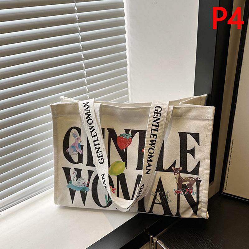 

Women S Large Capacity Shoulder Bags Shopping Bags Stylish Personality Letter Travel Canvas Handbags Gentlewoman Tote Bags 4