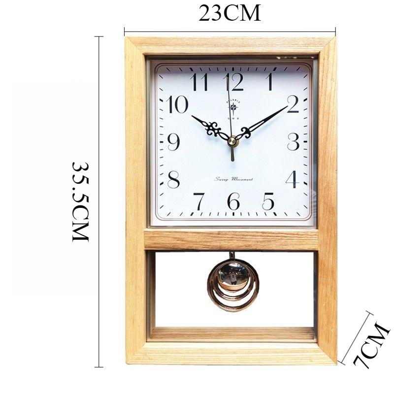 

Silent Table Pendulum Clock Wooden Retro Aesthetic Desk Clock Elegant Simple Watch Interior Room Desktop Decoration Ornaments