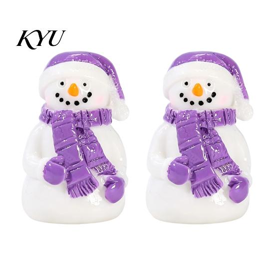 Cute Christmas Desk Ornaments 2Pcs Mini Snowman Figurines, Winter Tiny Resin Decoration, Xmas Micro Small Landscape Statues Ornament Garden