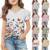 Mädchen V-Ausschnitt Rüschenärmel Blumenmuster Kurzarm T-Shirt Lässige Bluse Leichtes Sommeroberteil für Kinder