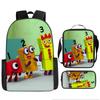 Digital Building Block Numberblocks School Bag Large Capacity Polyester Backpack Satchel Bag Pencil Bag Backpack Three-Piece Set
