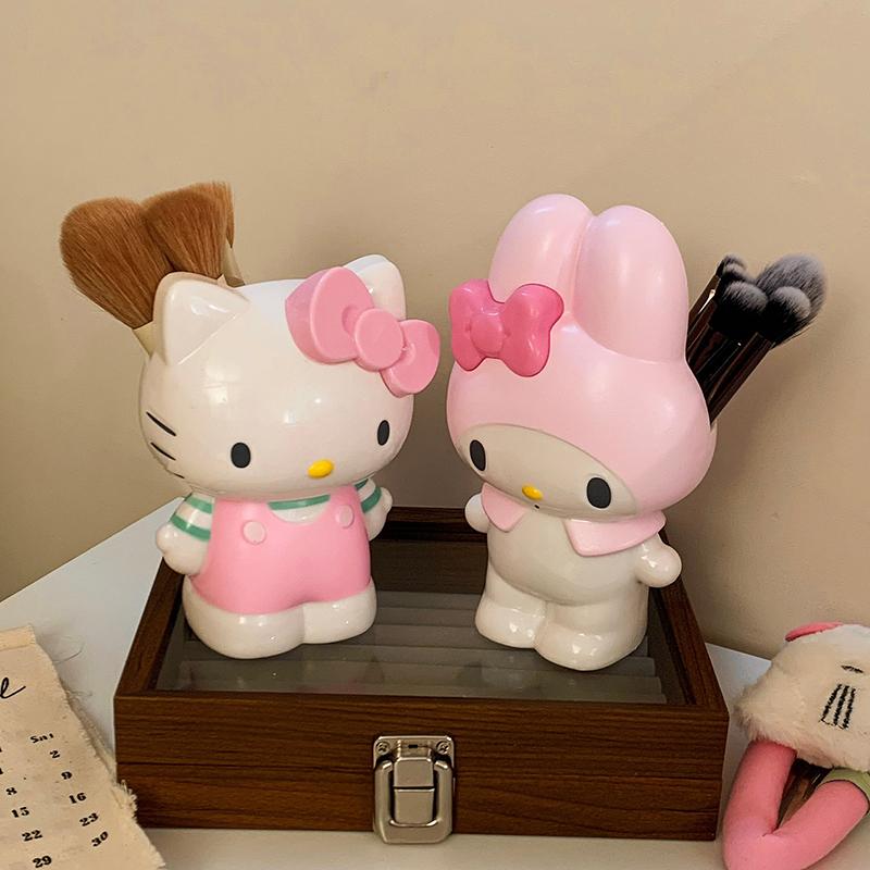 Sanrio Hello Kitty My Melody Pen Holder Cartoon Stationery Makeup Brush Organizer Desktop Decoration Christmas Ornament Gifts