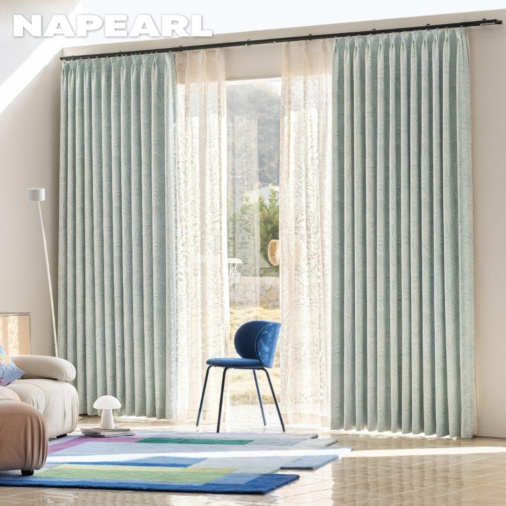 1PC NAPEARL French Cream Curtains Relief Curtains Jacquard 95% Blackout Curtain for Bedroom Living Room Balcony Window for Home Decor