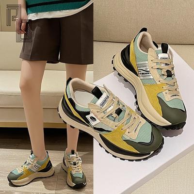 Koreanische Version von Vier Jahreszeiten Neue Farbblock-Damen-Schuhe, Trendige Mesh-Freizeitschuhe mit dicker Sohle