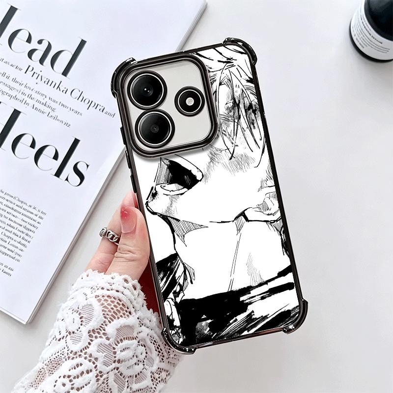 Cool Black JUJUSU Anime Soft Phone Case For Xiaomi Redmi Note 14 15 Pro Plus 13 12 11S 11T 5G 10 9S 9 Plating Anti-Fall Fundas