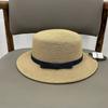 High quality French Hepburn style flat top hat women's summer sunscreen sunshade straw hat travel vacation straw beach hat