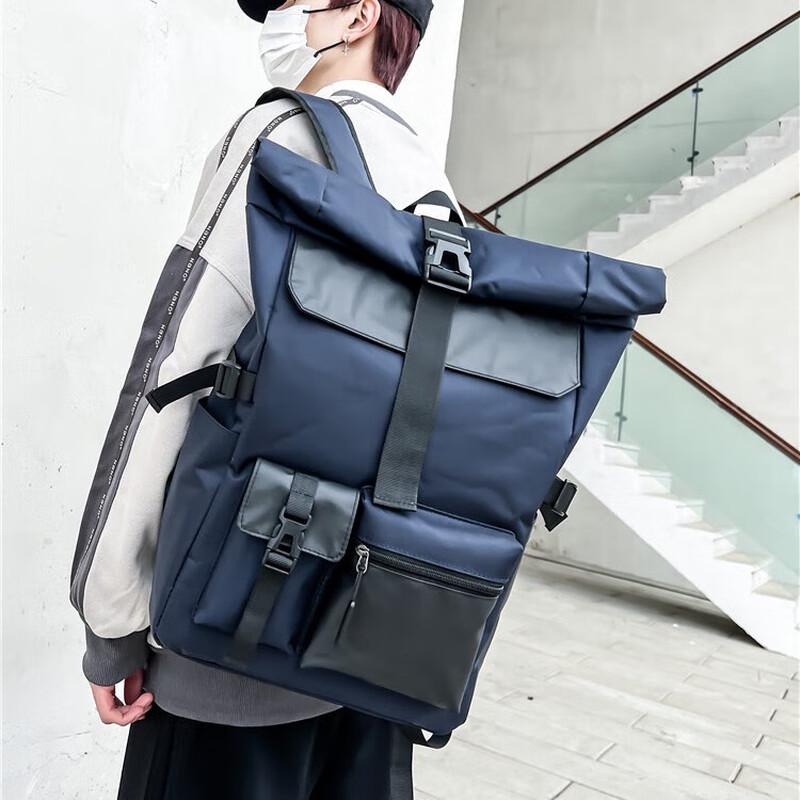 Unisex Korean Style Roll-Top Backpack