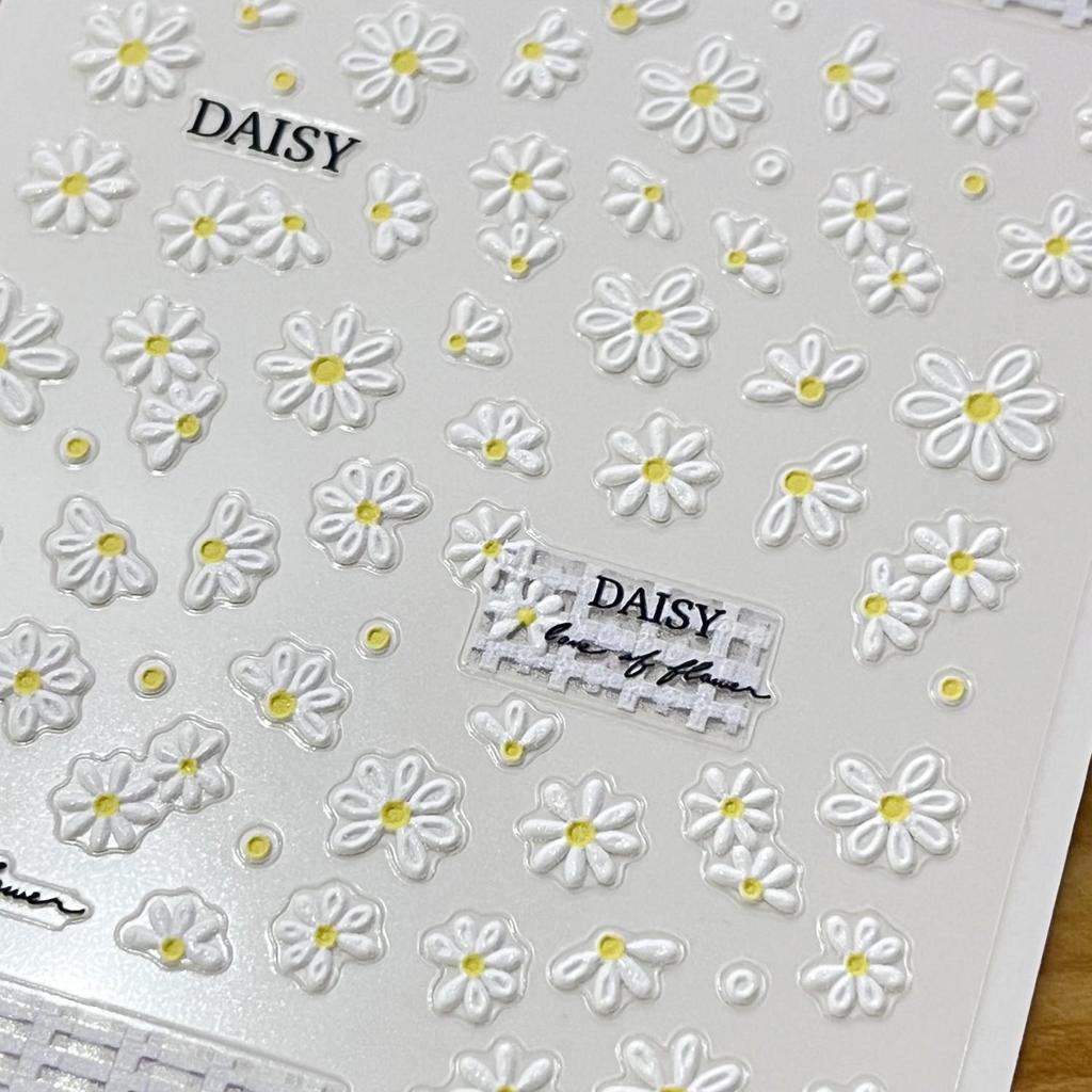 Top-Selling 3D Embossed Daisy Nail Art Stickers - Cute Spring Design