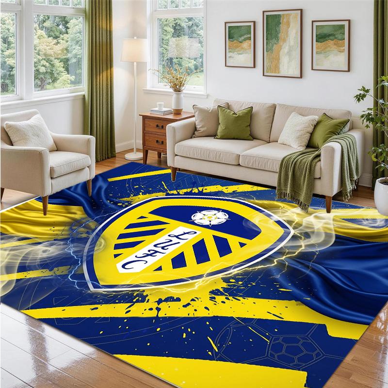 Leeds United Football Design Crystal Velvet Rug Soft Decorative Mat for Bedroom Entrance