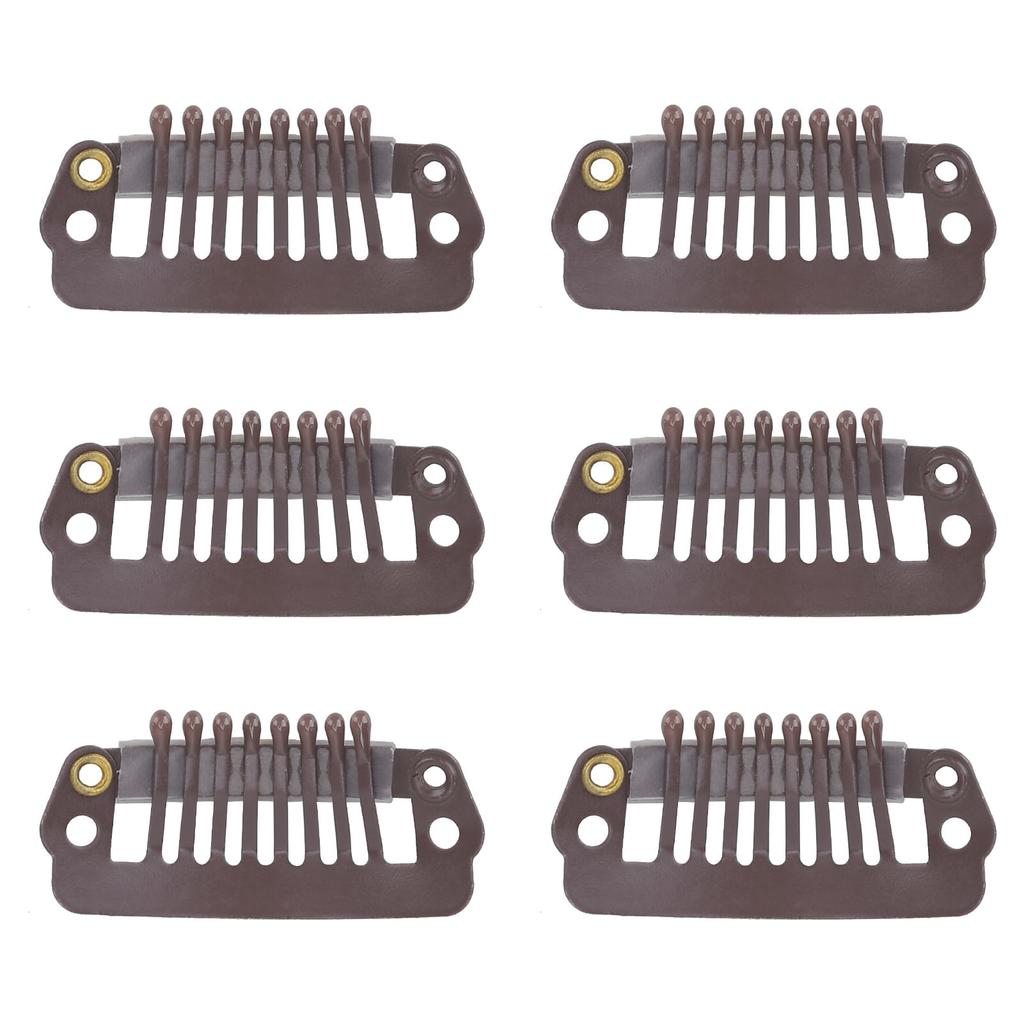 50pcs 8 Tips 8 Teeth Snap Comb Wig Clips Stainless Steel Snap Clips with Rubber Hair Grips for Hair Extension Wigs