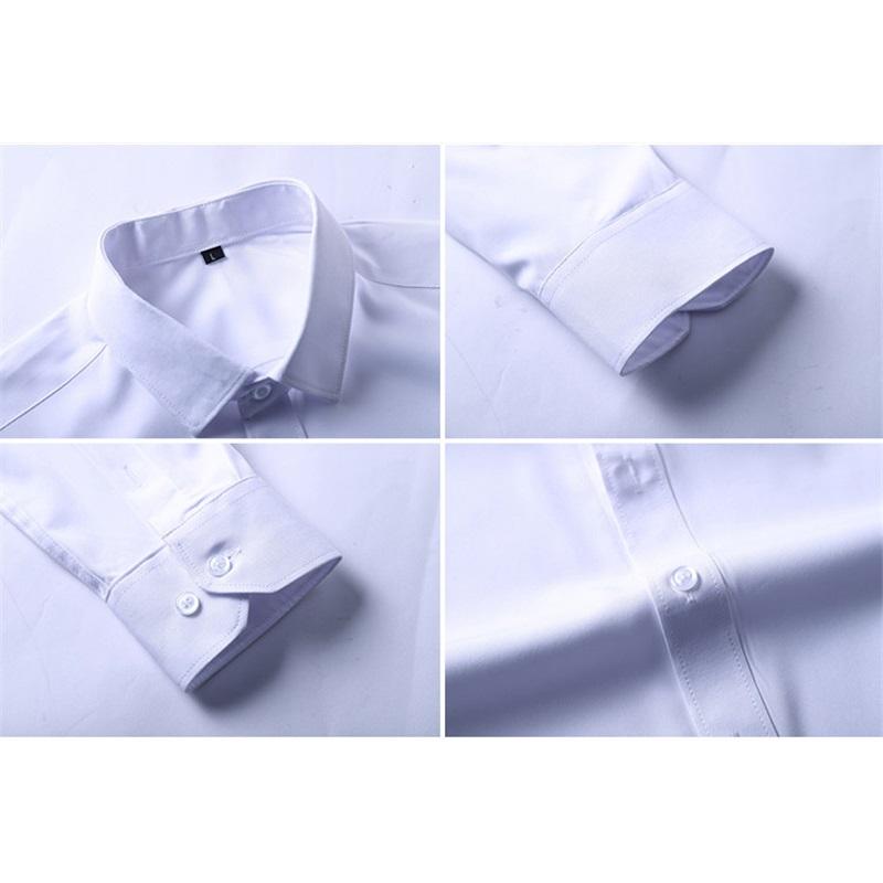 6XL 7XL Men's Classic Long Sleeve Formal Shirt Solid Color Business Office Fashion Black Blue White Dress Shirts Casual Work Top