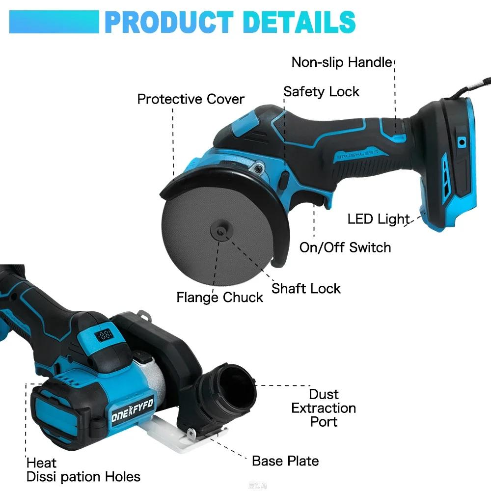 Mini Polizor Unghiular 3 inch Fără Perii 76MM Electric Compact Unealtă de Tăiat Mașină de Tăiat Fără Baterie