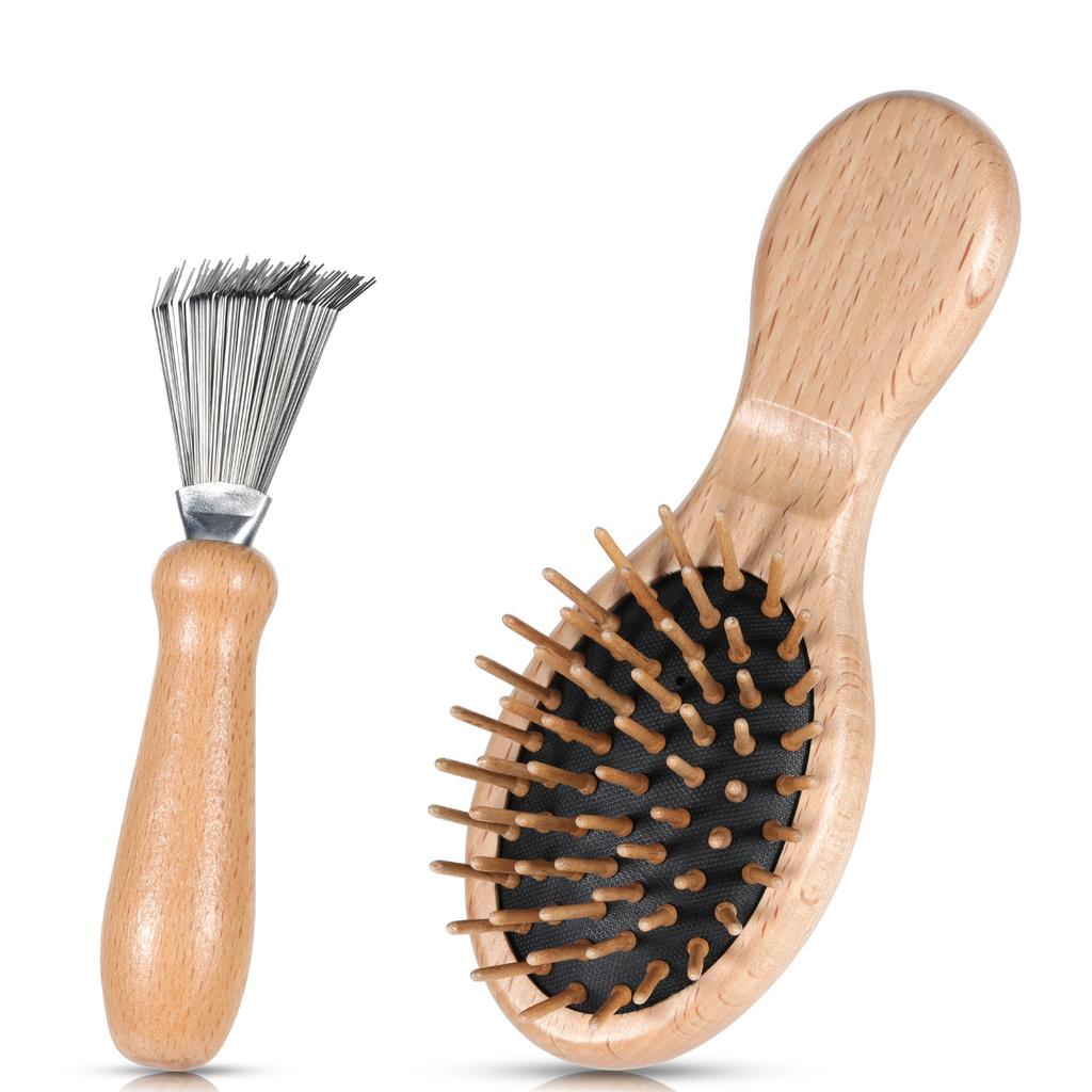 Beech Wooden Paddle Detangler Wood Bristle Hairbrush for Long Fine Dry Wet Hair