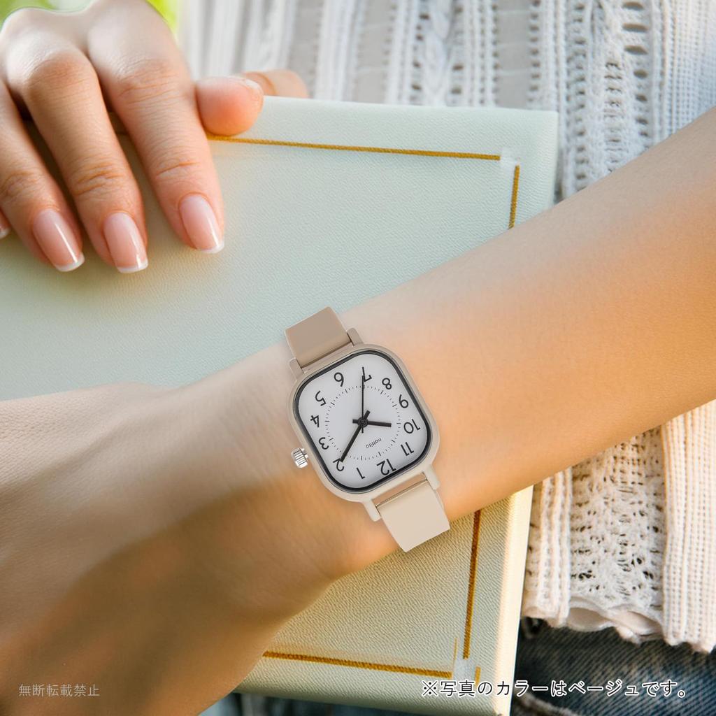 Fieldwork Analog Watch with Silicone Burg Women's Strap, Rectangular, Gray, YM121-2