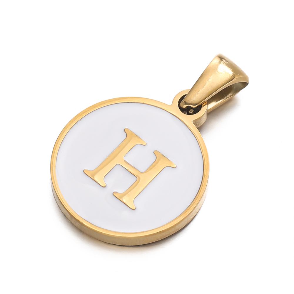 1pcs/pack Stainless Steel 26 Alphabet A-Z Letters Round White Pendants For DIY Bracelet Necklace Jewelry Making Accessories