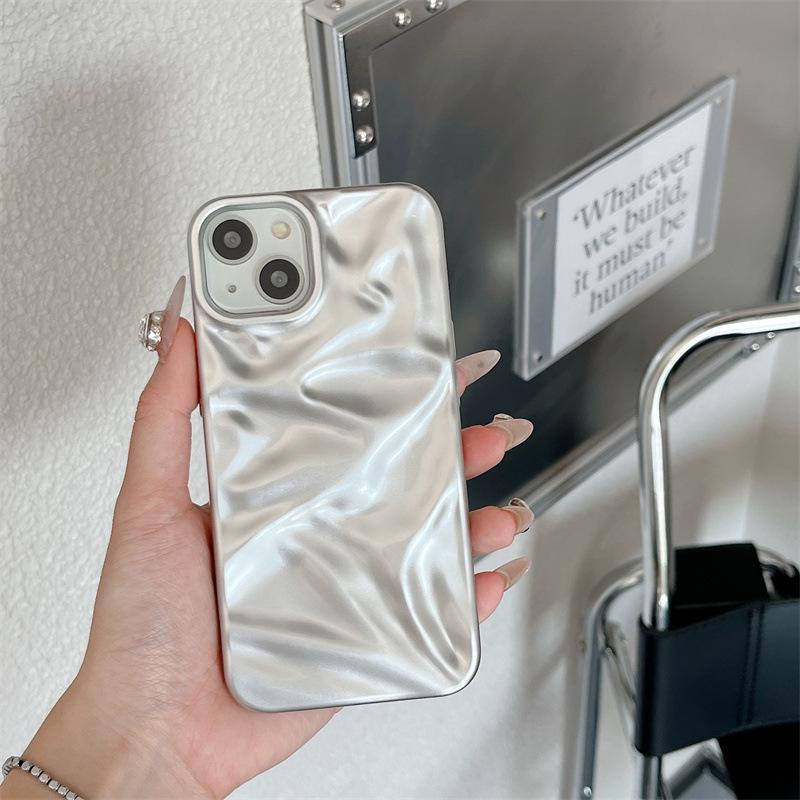 Matte Silver Soft Case for iPhone 13/14/16 Pro Max, iPhone 15, and iPhone 17 Pro.