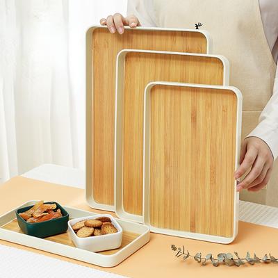 Imitation Bambusmaserung Tablett Heim Tee Tablett Kaffee Dessertteller Sturzsicher Diamin Flachteller Japanischer Schlichter Speiseteller