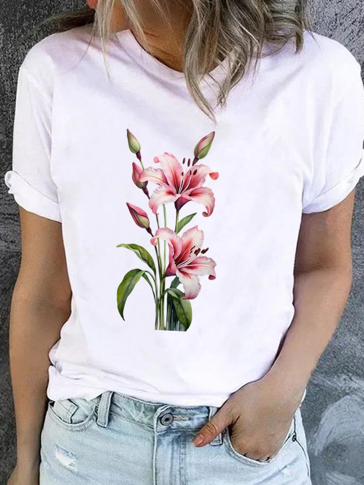 (Asian Size) Women Fashion Printed Casual T Shirt Tee Top Lady Female feather style 90s Graphic Short Sleeve T-shirts Clothing