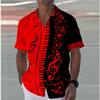 Camicia a Maniche Corte con Stampa Nota Musicale & Pianoforte, Top Casual alla Moda a Tema Musicale