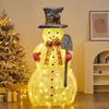 Lighted Snowman for Christmas Decoration,Flocked Snowman Decor with LED Lights, Glittered Standing Holiday Display for Outdoor