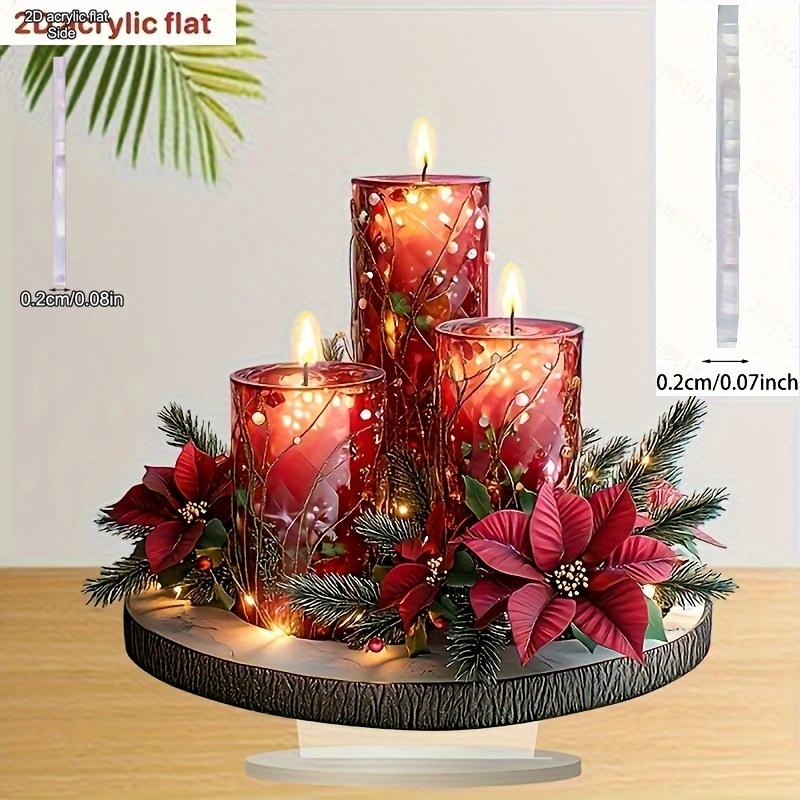 2D Flat Bohemian Style Crystal Christmas Candle Tabletop Decoration, Suitable for wall decoration, porch, room, villa, accents Home, Hallway, or Workp
