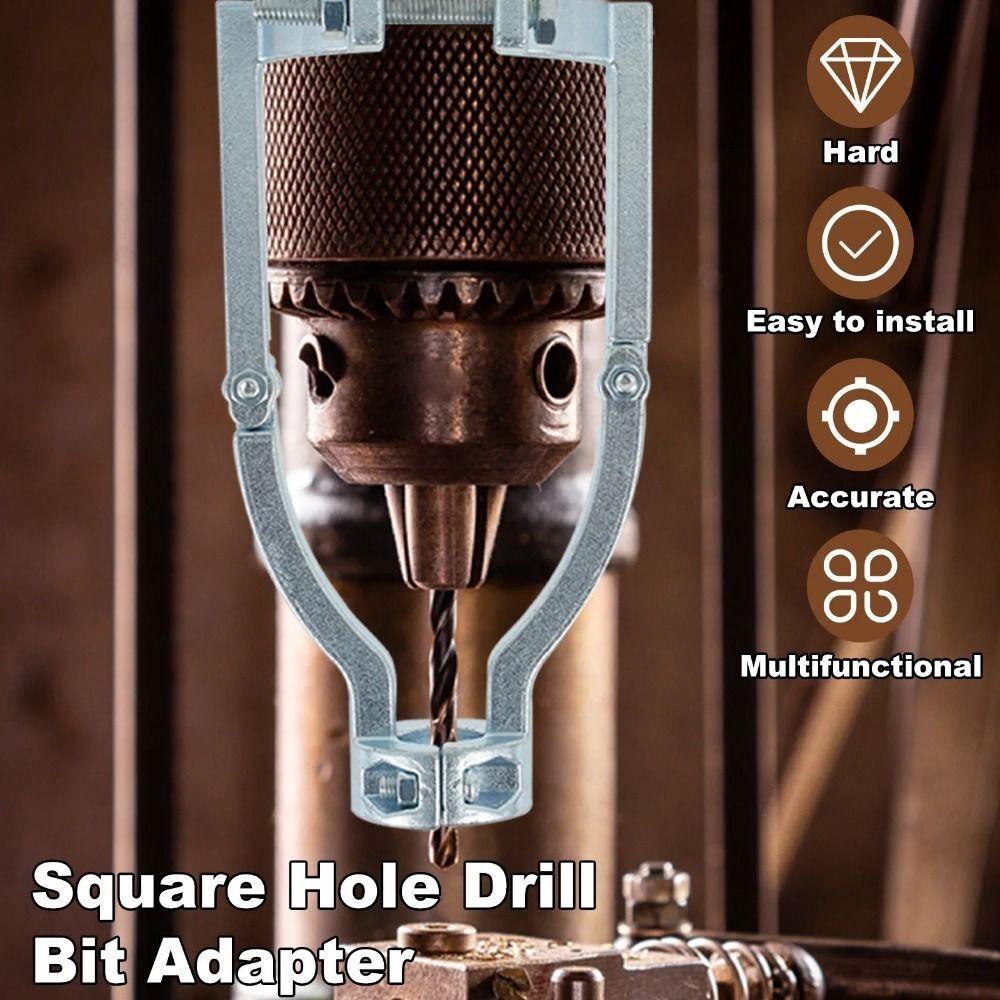 Square Hole Drill Fixed Bracket Adjustable Clamp Sturdy Electric Drill Mounting Bracket Portable Precision Drill Bit Adapter