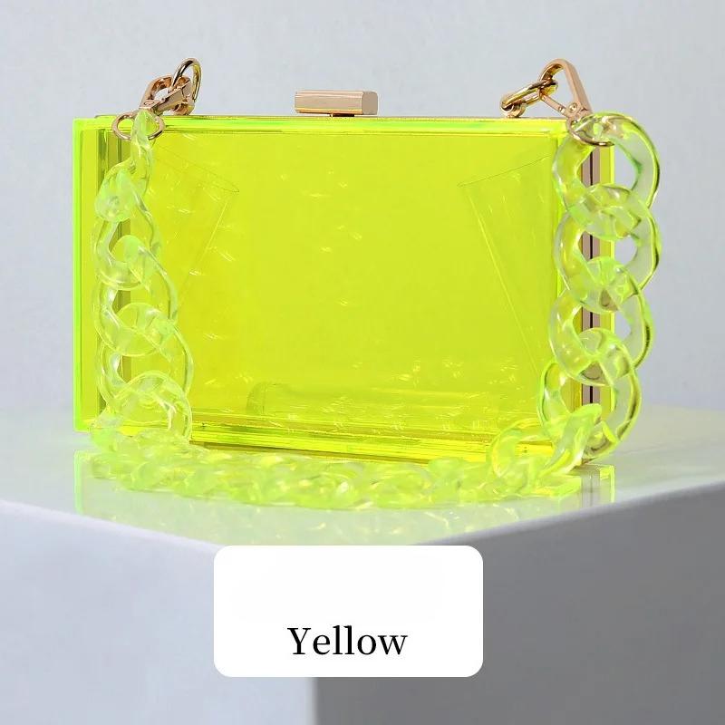 New Acrylic Transparent Box Bag for Women Fashion Shoulder Chain Crossbody Purse Luxury Evening Party Clutch Clear Mini Handbag
