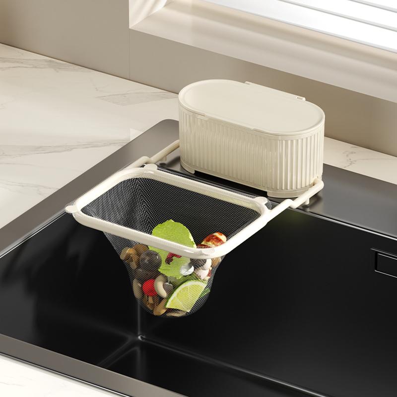 Kitchen Sink Filter Rack Foldable Sink Strainer Mesh Bag Stand Shelf Anti-Clogging Disposable Garbage Mesh Net Sink Storage Box