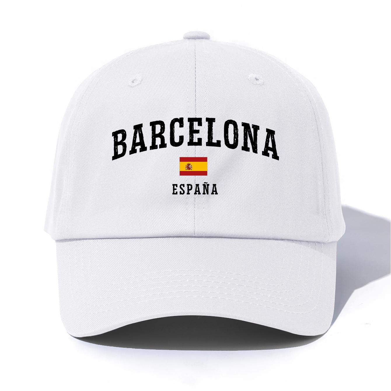 Freedom Outdoors 1 stuks BARCELONA Print Baseballpet voor Volwassenen, Minimalistische Retro Stijl Casual Zachte Verstelbare Papa Pet, Perfect Als Cadeau beige