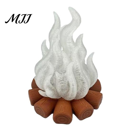 Office Desk Art Pieces 3D Printed Glow in The Dark Campfire Ornament, Centerpiece, Firewood Lamp, Collectible Miniature Sculptures Creative