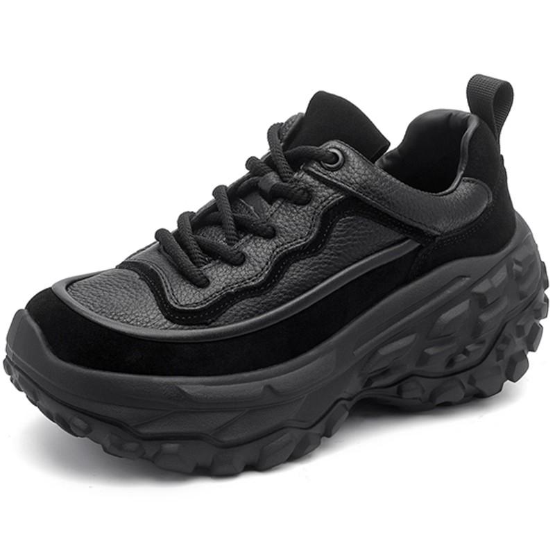 Fashion GKTINOO Spring Autumn Casual Outdoor Sports Lace Up  Genuine Leather Sneakers Mixed Colors Thick soled Women's Shoes