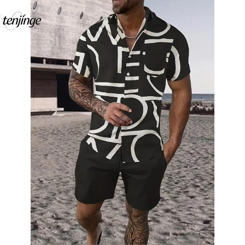 Men Shirt Sets 3d Printed Retro Floral Short Sleeve Casual Oversized Beach Shorts Summer Streetwear Hawaiian Suits Clothing