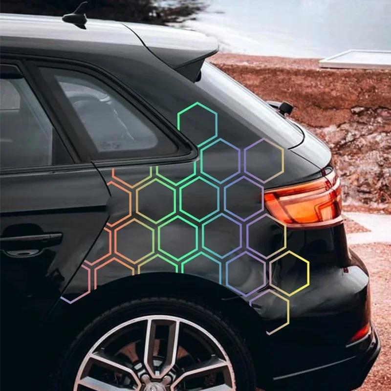 12 Bucăți Grafică Fagure Parbriz Auto Laterale Caroserie Decalcomanii Vinil Hidrofuge DIY Stil Deschis Decor Mașină Hidrofug