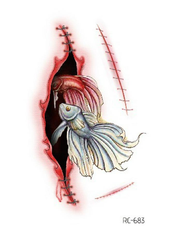 Waterproof Halloween Temporary Tattoos: Bloody Wound Scar Horror Stickers