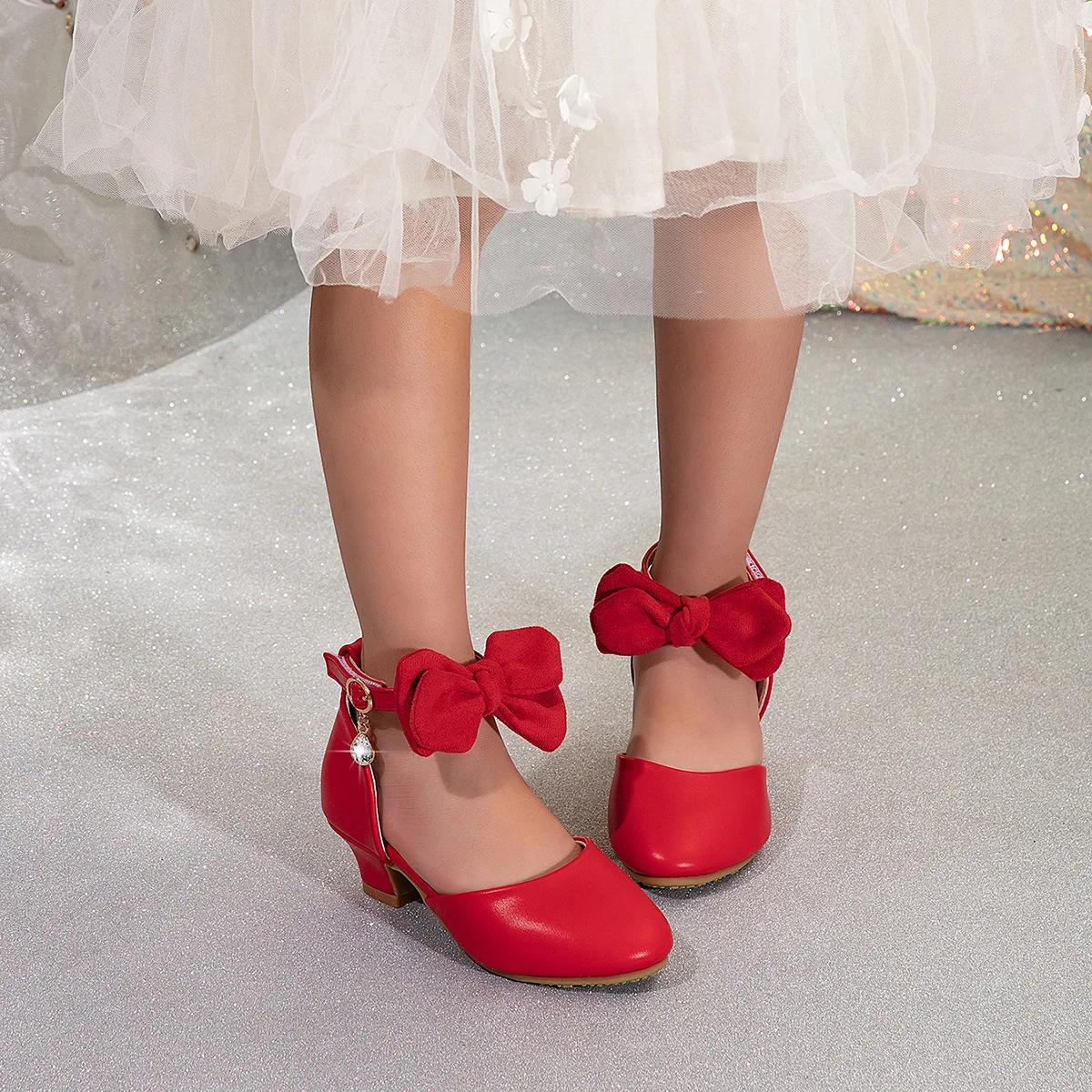 

Girl Princess Dress Sandals Summer New Versatile Kids Fashion High Heels Shoes Sweet Bowknot Versatile Children Causal Sandals 37