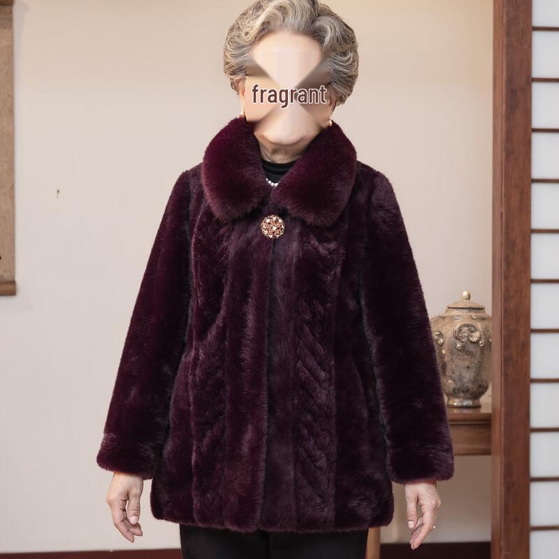

Женское зимнее пальто средней длины из утолщенного искусственного норкового бархата для пожилых женщин L